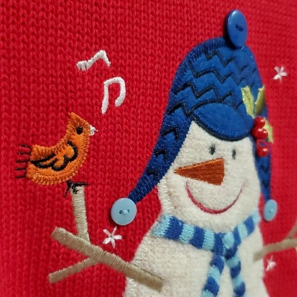 Christopher & Banks Hand Embroidered Christmas Sweater w/American Flag Size XL - Picture 3 of 11